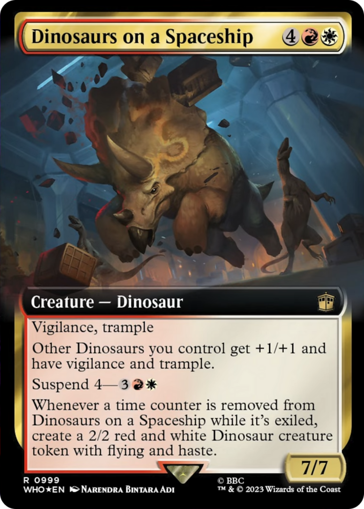 Dinosaurs on a Spaceship (Extended Art) (Surge Foil) [Doctor Who] | Game Master's Emporium (The New GME)