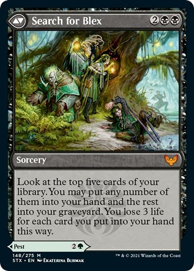 Blex, Vexing Pest // Search for Blex [Strixhaven: School of Mages Prerelease Promos] | Game Master's Emporium (The New GME)