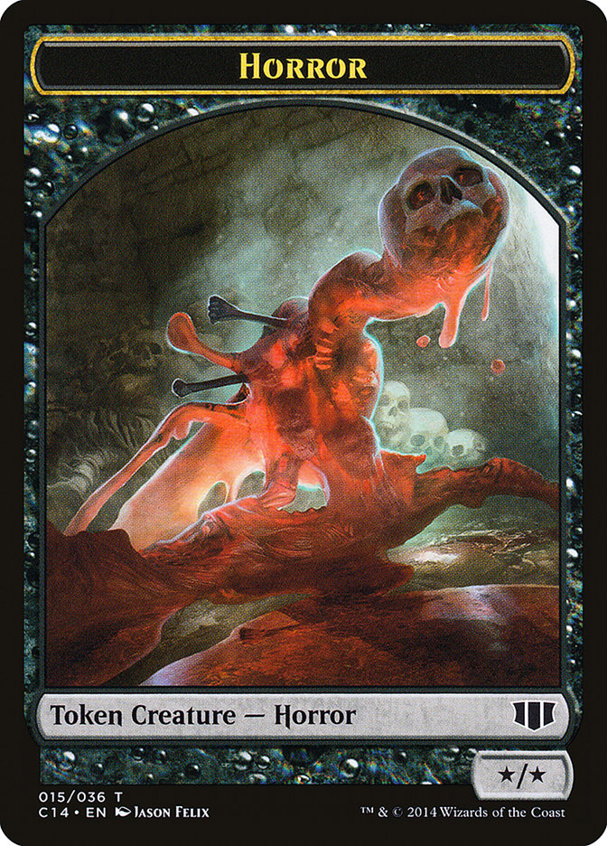 Horror // Zombie (016/036) Double-Sided Token [Commander 2014 Tokens] | Game Master's Emporium (The New GME)