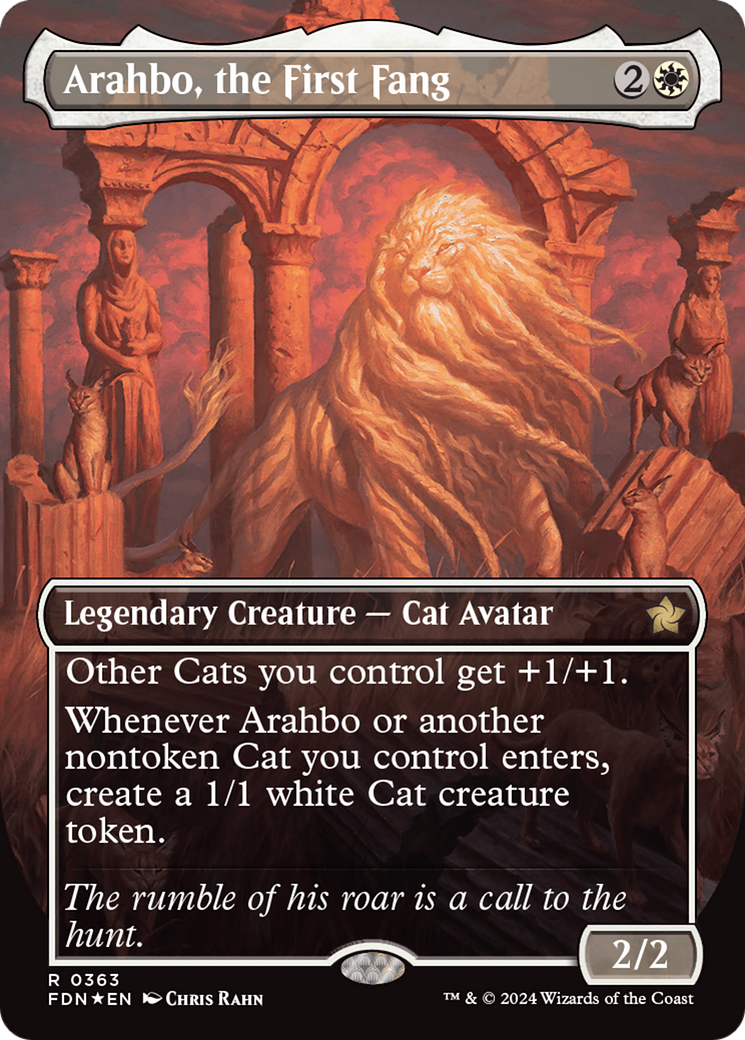 Arahbo, the First Fang (Borderless) (Mana Foil) [Foundations] | Game Master's Emporium (The New GME)