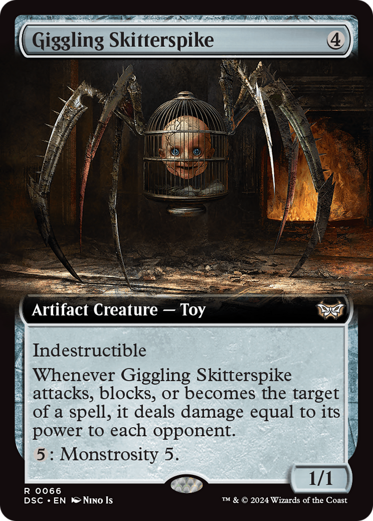 Giggling Skitterspike (Extended Art) [Duskmourn: House of Horror Commander] | Game Master's Emporium (The New GME)