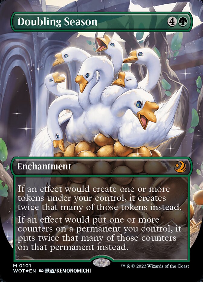 Doubling Season (Anime Borderless) (Confetti Foil) [Wilds of Eldraine: Enchanting Tales] | Game Master's Emporium (The New GME)