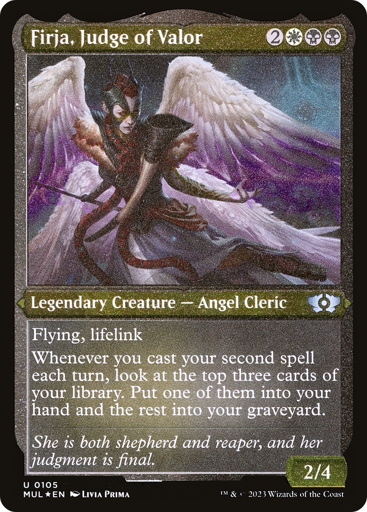 Firja, Judge of Valor (Foil Etched) [Multiverse Legends] | Game Master's Emporium (The New GME)