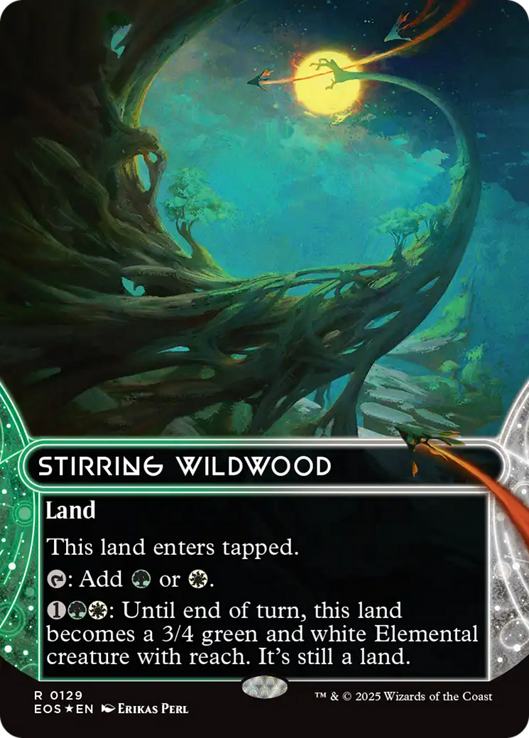 Stirring Wildwood (0129) (Borderless) (Galaxy Foil) [Edge of Eternities: Stellar Sights] | Game Master's Emporium (The New GME)