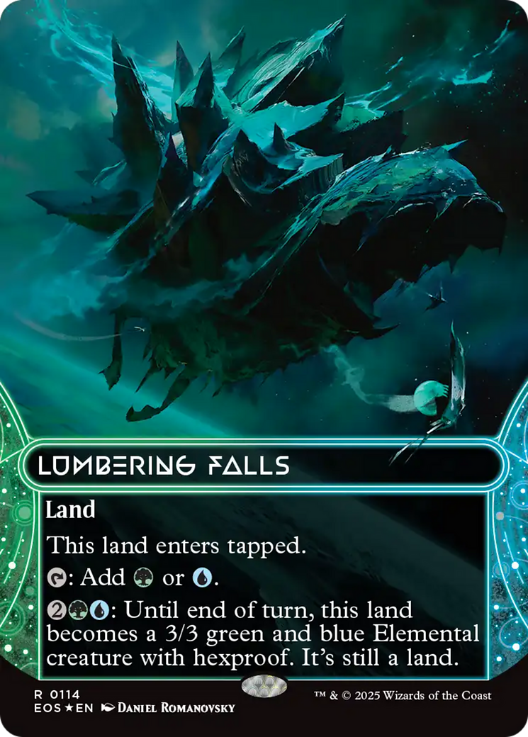 Lumbering Falls (0114) (Borderless) (Galaxy Foil) [Edge of Eternities: Stellar Sights] | Game Master's Emporium (The New GME)