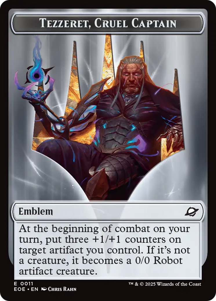 Robot // Emblem - Tezzeret, Cruel Captain Double-Sided Token [Edge of Eternities Tokens] | Game Master's Emporium (The New GME)