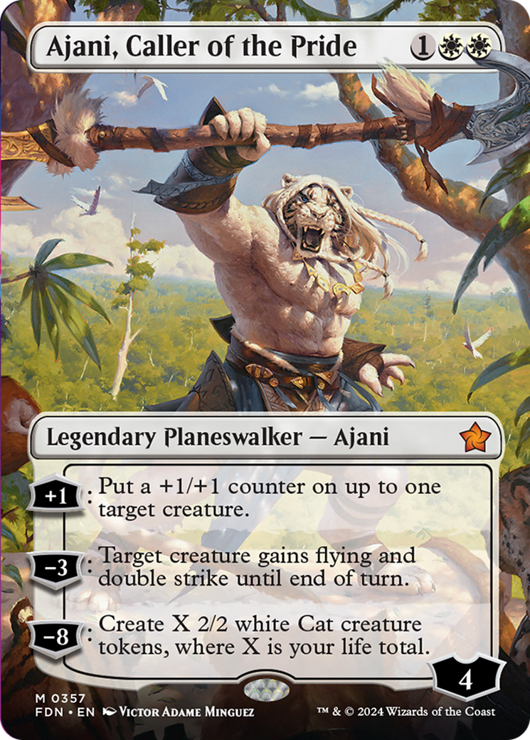 Ajani, Caller of the Pride (Borderless) [Foundations] | Game Master's Emporium (The New GME)