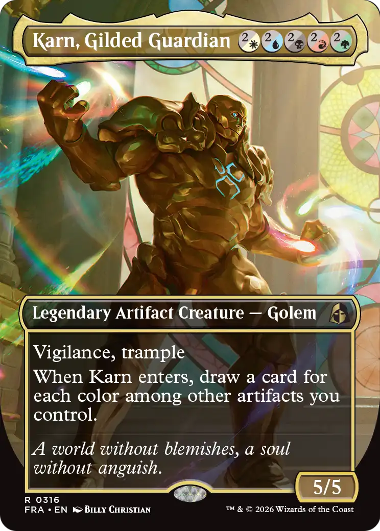 Karn, Gilded Guardian (Borderless) [Reality Fracture] | Game Master's Emporium (The New GME)