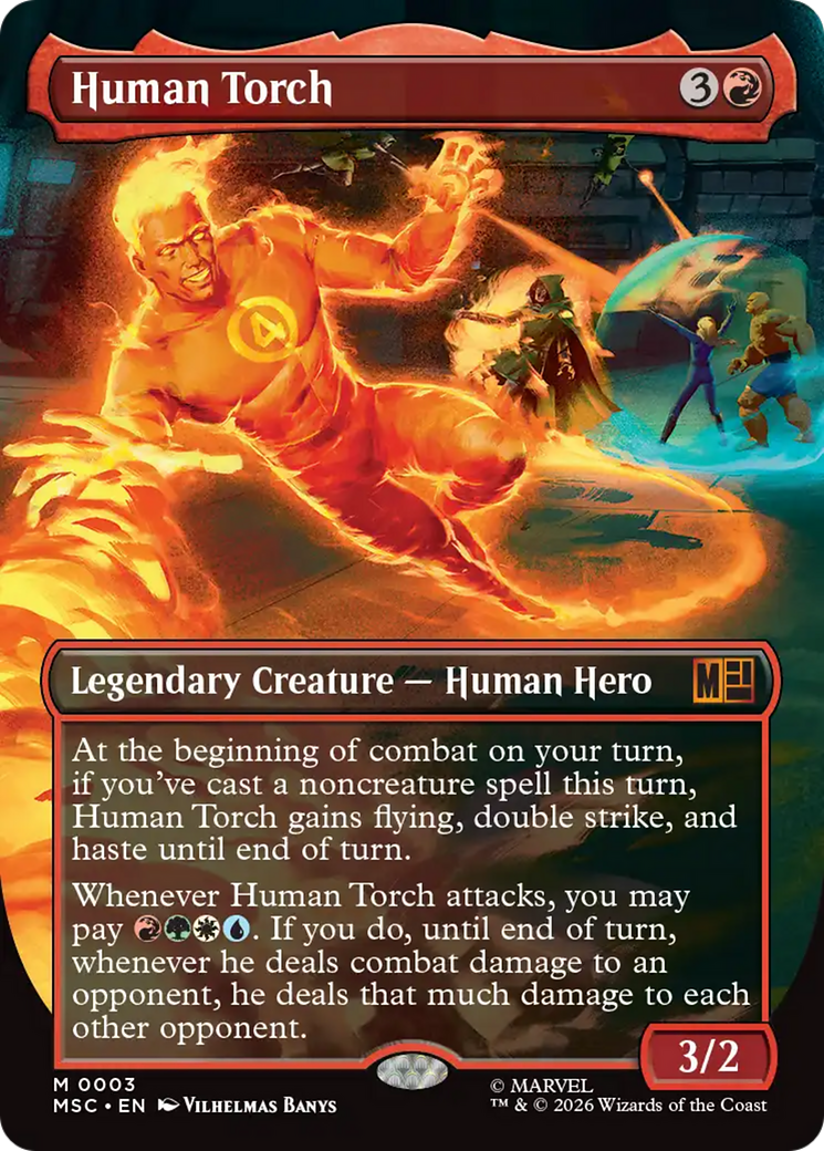 Human Torch (Borderless) [Marvel Super Heroes Commander] | Game Master's Emporium (The New GME)