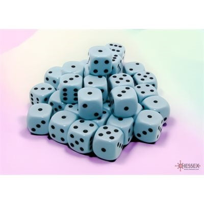 Chessex 36D6 Opaque Pastel Blue/Black 12mm Dice | Game Master's Emporium (The New GME)