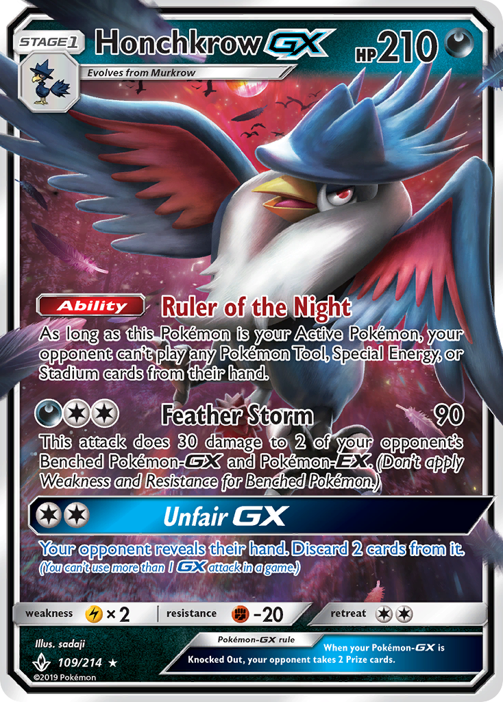 Honchkrow GX (109/214) [Sun & Moon: Unbroken Bonds] | Game Master's Emporium (The New GME)