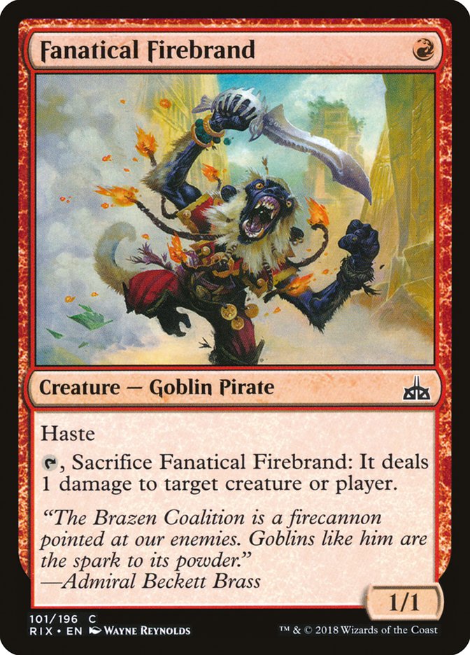 Fanatical Firebrand [Rivals of Ixalan] | Game Master's Emporium (The New GME)