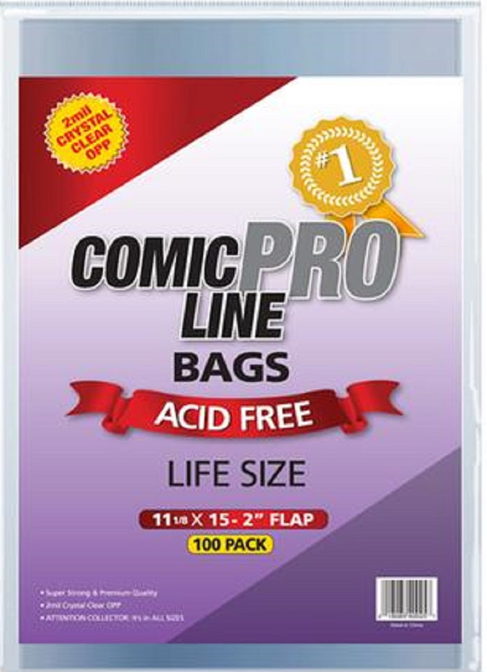 Life Sized Comic Book Bags 100  11 1/8" x 15" | Game Master's Emporium (The New GME)