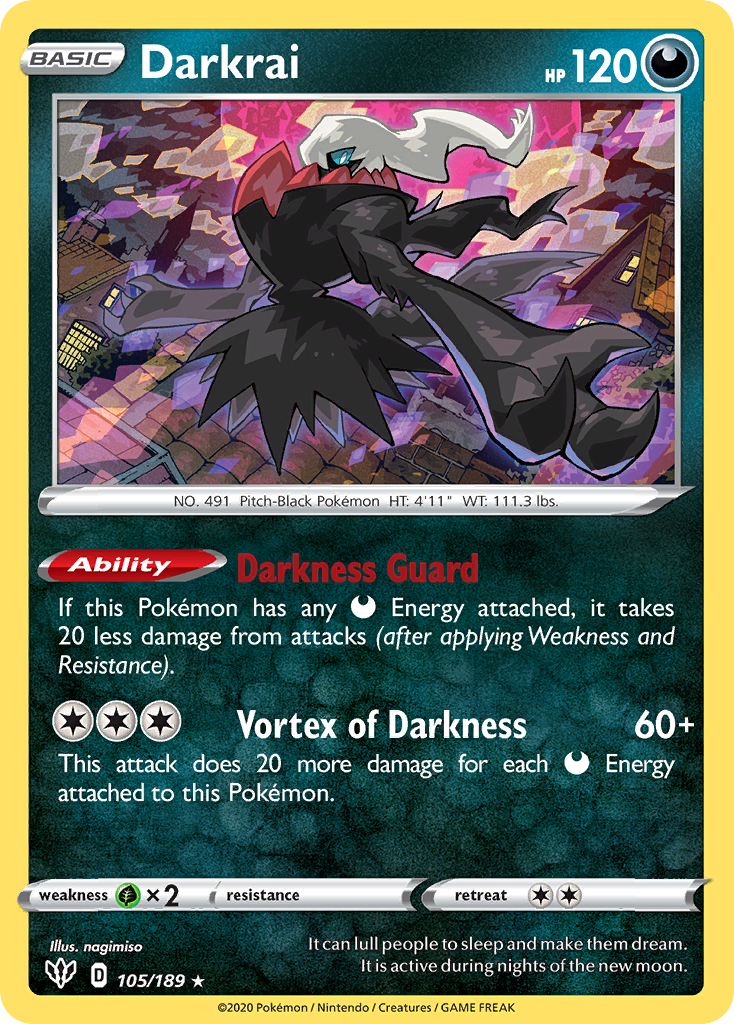 Darkrai (105/189) (Cosmos Holo) [Sword & Shield: Darkness Ablaze] | Game Master's Emporium (The New GME)