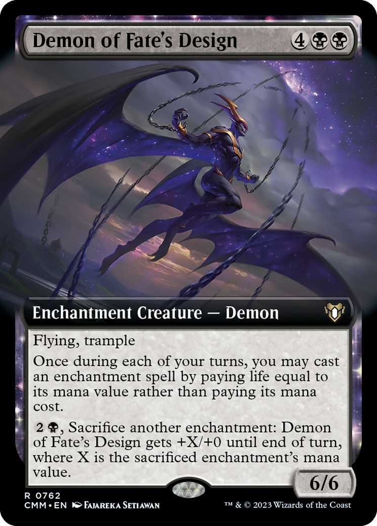 Demon of Fate's Design (Extended Art) [Commander Masters] | Game Master's Emporium (The New GME)