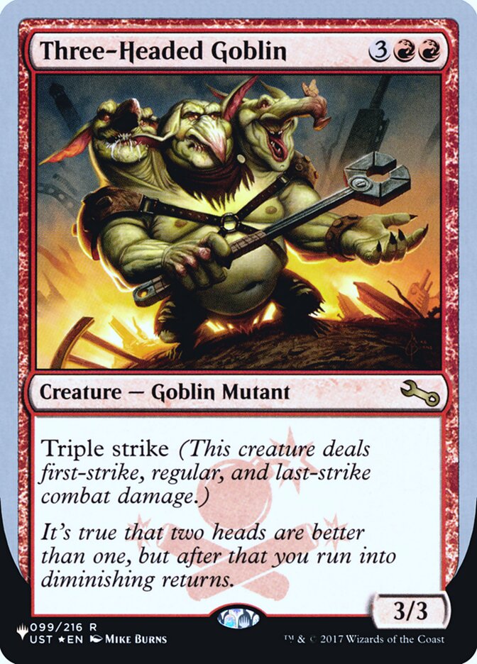 Three-Headed Goblin (Unfinity Foil Edition) [The List] | Game Master's Emporium (The New GME)