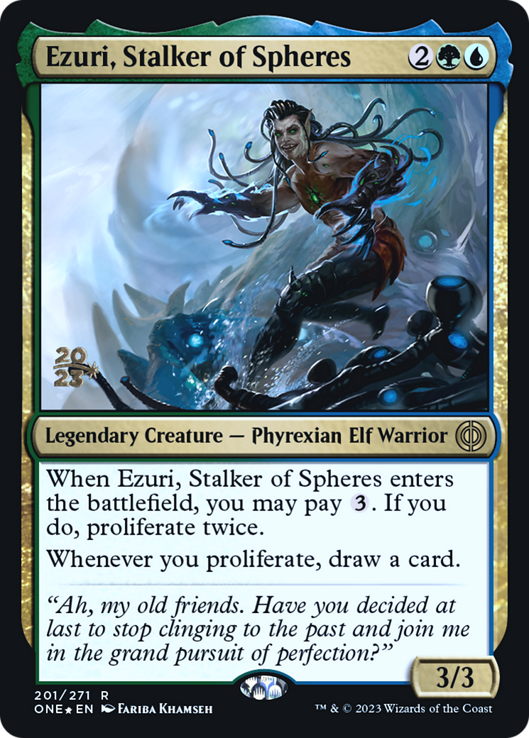 Ezuri, Stalker of Spheres [Phyrexia: All Will Be One Prerelease Promos] | Game Master's Emporium (The New GME)