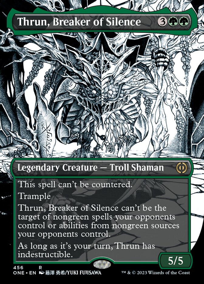 Thrun, Breaker of Silence (Borderless Manga Step-and-Compleat Foil) [Phyrexia: All Will Be One] | Game Master's Emporium (The New GME)