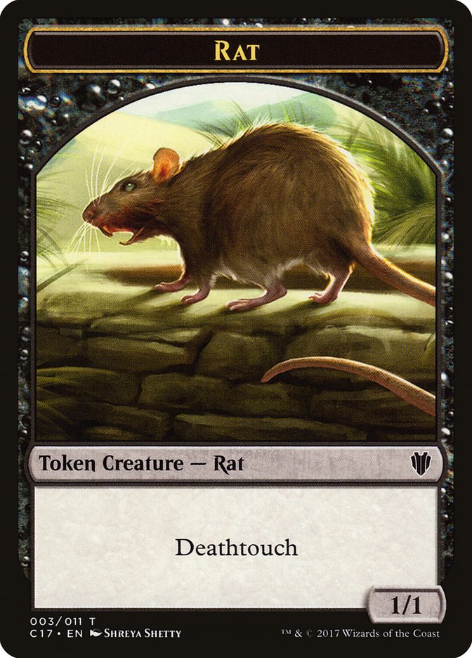 Cat Warrior (008) // Rat (003) Double-Sided Token [Commander 2017 Tokens] | Game Master's Emporium (The New GME)