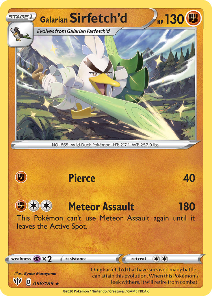 Galarian Sirfetch'd (098/189) (Cracked Ice holo) (Theme Deck Exclusive) [Sword & Shield: Darkness Ablaze] | Game Master's Emporium (The New GME)