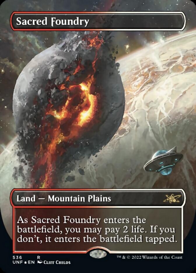 Sacred Foundry (Borderless) (Galaxy Foil) [Unfinity] | Game Master's Emporium (The New GME)