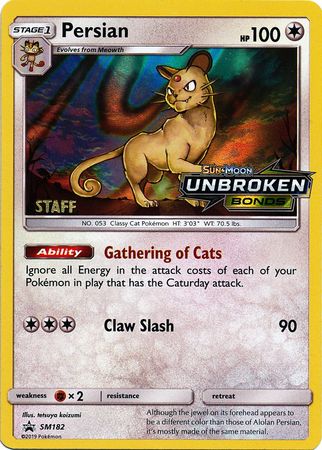 Persian (SM182) (Staff Prerelease Promo) [Sun & Moon: Black Star Promos] | Game Master's Emporium (The New GME)