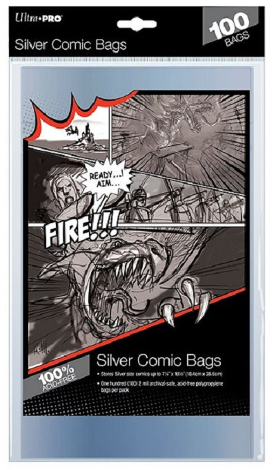 100 Silver Comic Book Bags 7" x 10 1/2" | Game Master's Emporium (The New GME)