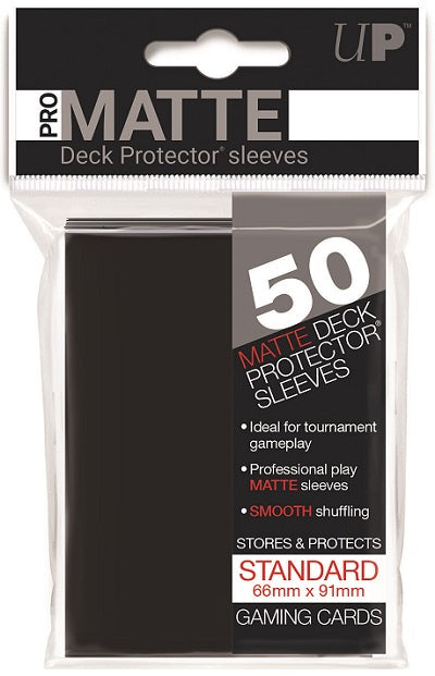 Deck Protector MATTE BLACK Non Glare Card Sleeves 50 Standard Size | Game Master's Emporium (The New GME)