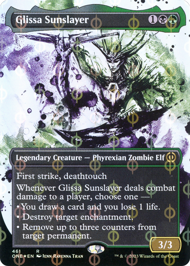 Glissa Sunslayer (Borderless Ichor Step-and-Compleat Foil) [Phyrexia: All Will Be One] | Game Master's Emporium (The New GME)