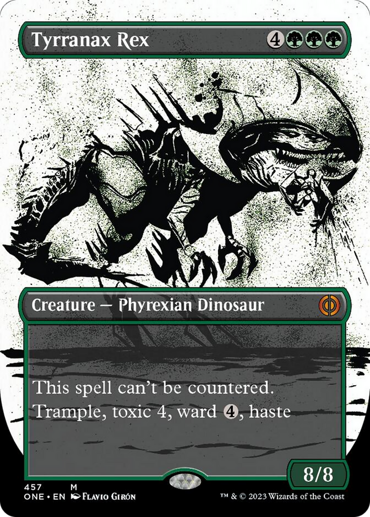 Tyrranax Rex (Borderless Ichor Step-and-Compleat Foil) [Phyrexia: All Will Be One] | Game Master's Emporium (The New GME)