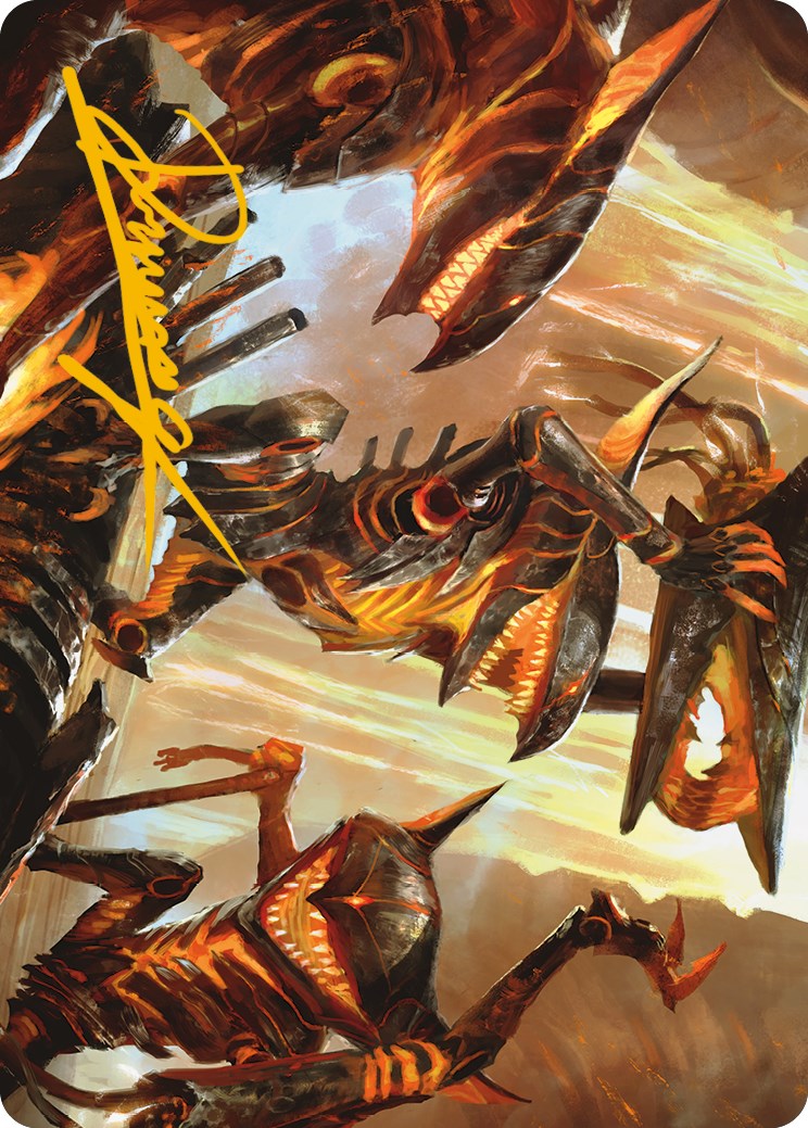 Gleeful Demolition Art Card (Gold-Stamped Signature) [Phyrexia: All Will Be One Art Series] | Game Master's Emporium (The New GME)