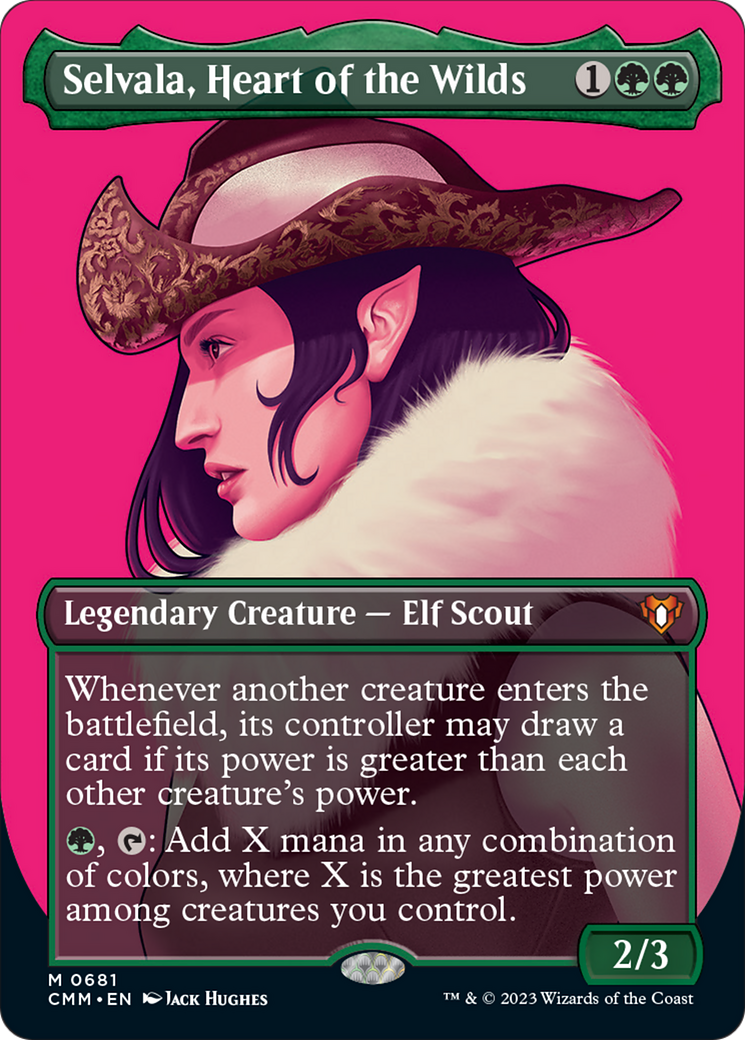 Selvala, Heart of the Wilds (Borderless Profile) [Commander Masters] | Game Master's Emporium (The New GME)