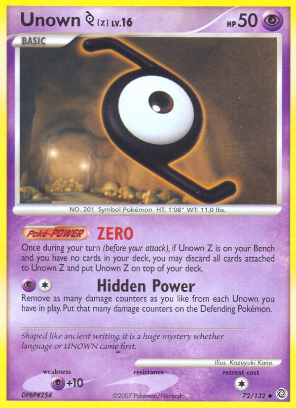 Unown Z (72/132) [Diamond & Pearl: Secret Wonders] | Game Master's Emporium (The New GME)