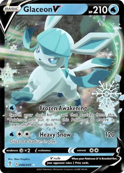 Glaceon V (040/203) (Holiday Calendar) [Sword & Shield: Evolving Skies] | Game Master's Emporium (The New GME)