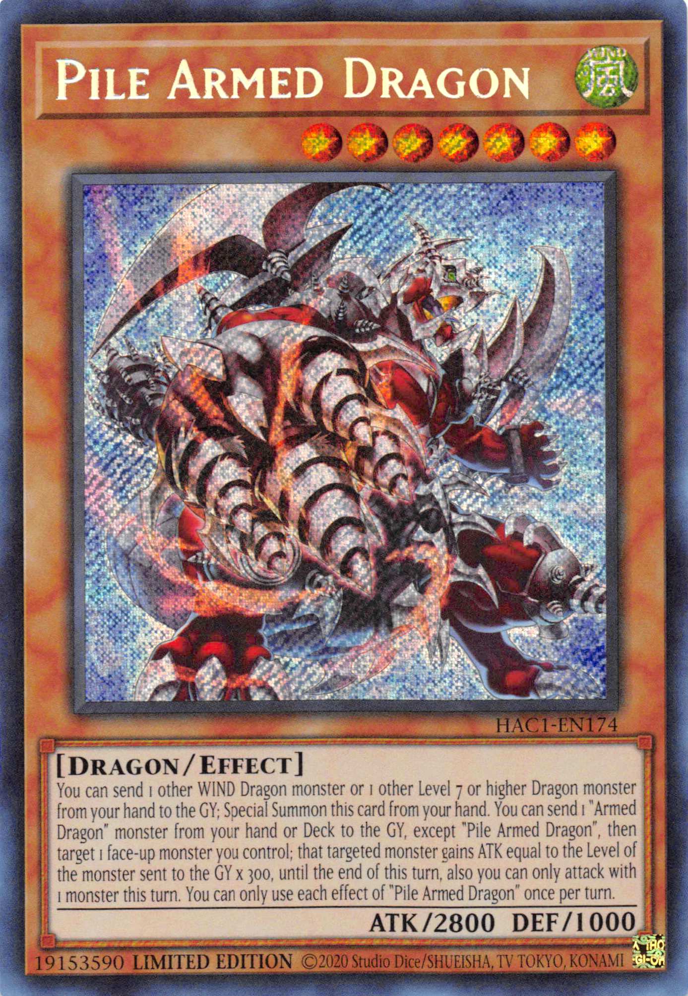 Pile Armed Dragon [HAC1-EN174] Secret Rare | Game Master's Emporium (The New GME)