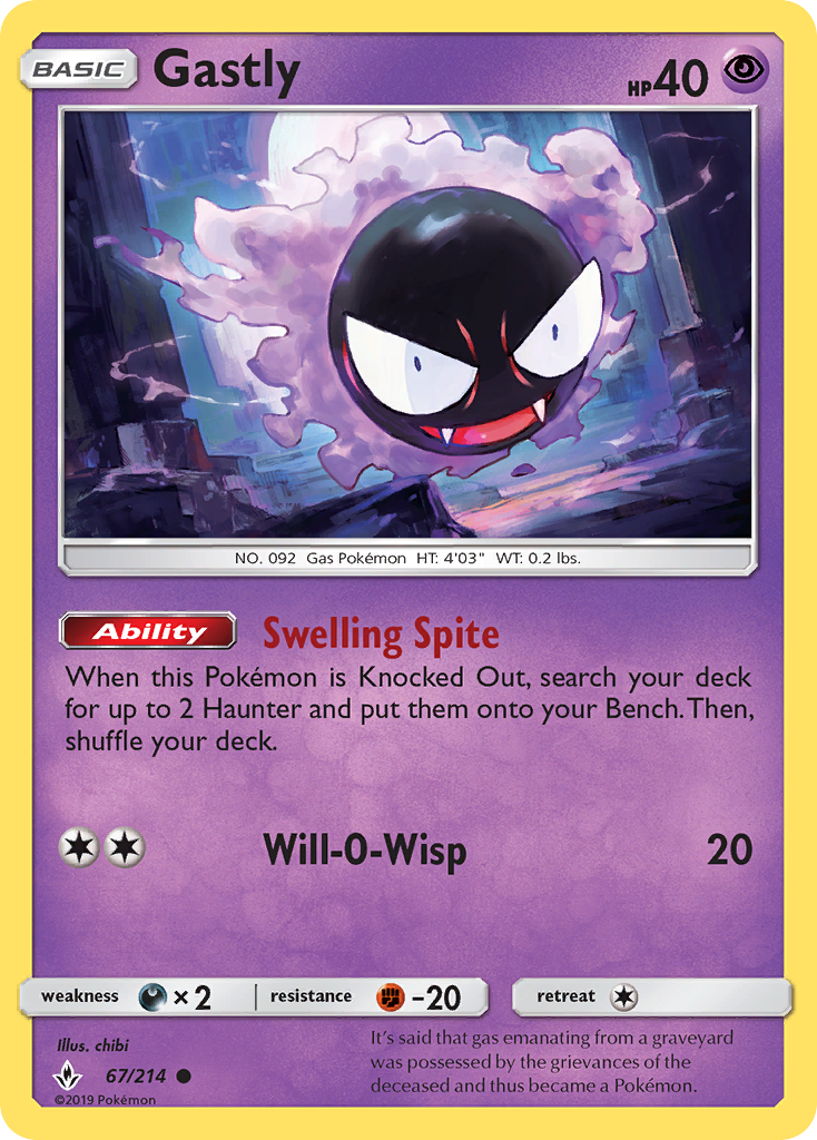 Gastly (67/214) [Sun & Moon: Unbroken Bonds] | Game Master's Emporium (The New GME)