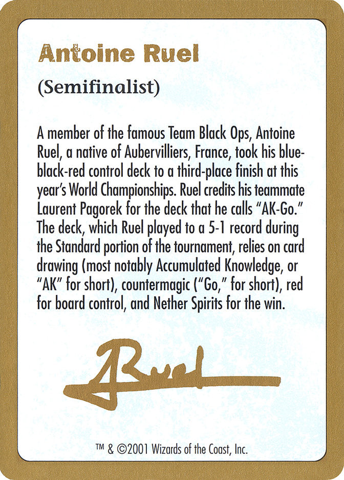 Antoine Ruel Bio [World Championship Decks 2001] | Game Master's Emporium (The New GME)