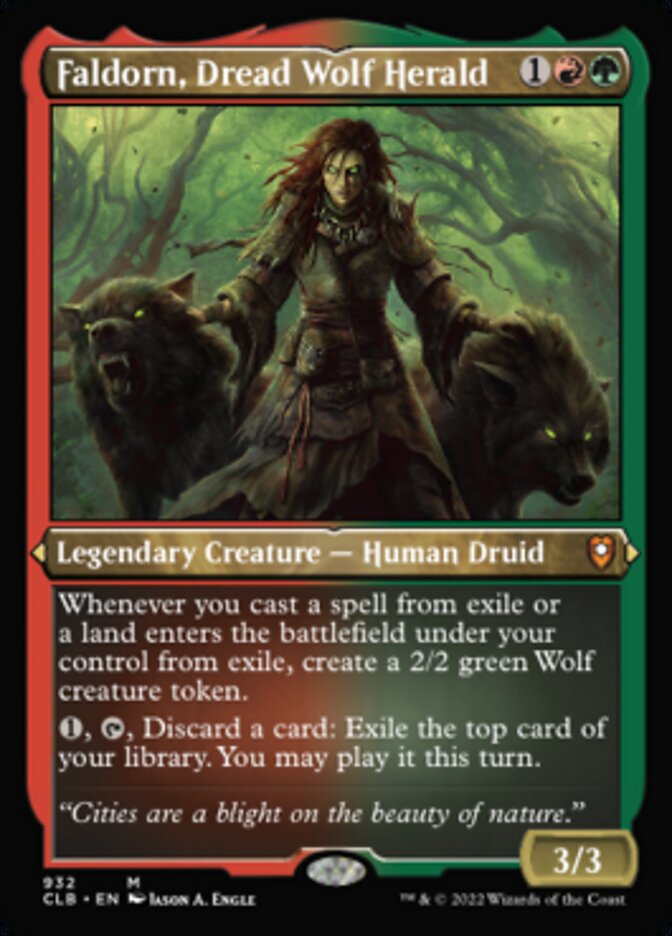 Faldorn, Dread Wolf Herald (Display Commander) (Foil Etched) [Commander Legends: Battle for Baldur's Gate] | Game Master's Emporium (The New GME)