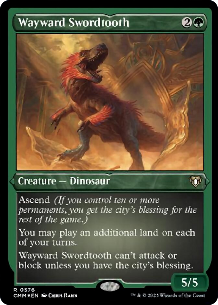 Wayward Swordtooth (Foil Etched) [Commander Masters] | Game Master's Emporium (The New GME)