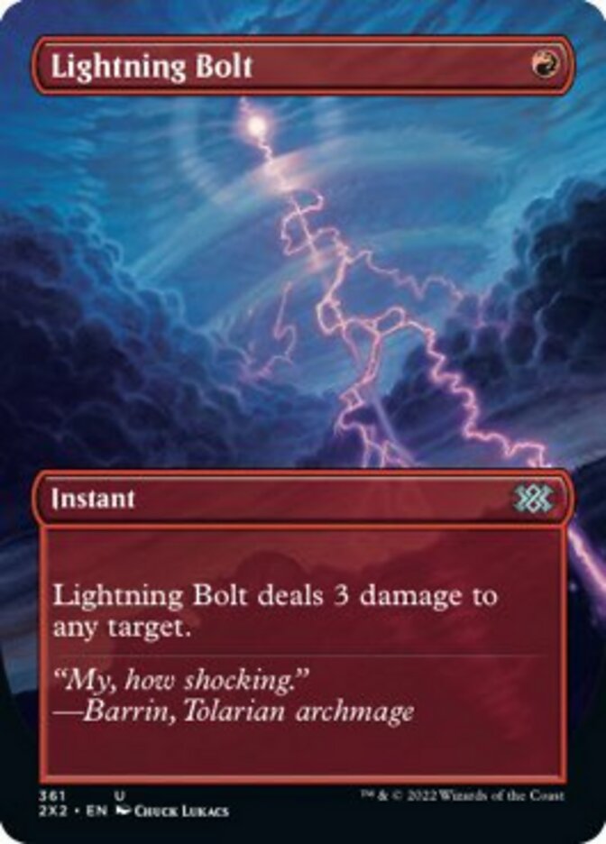 Lightning Bolt (Borderless Alternate Art) [Double Masters 2022] | Game Master's Emporium (The New GME)