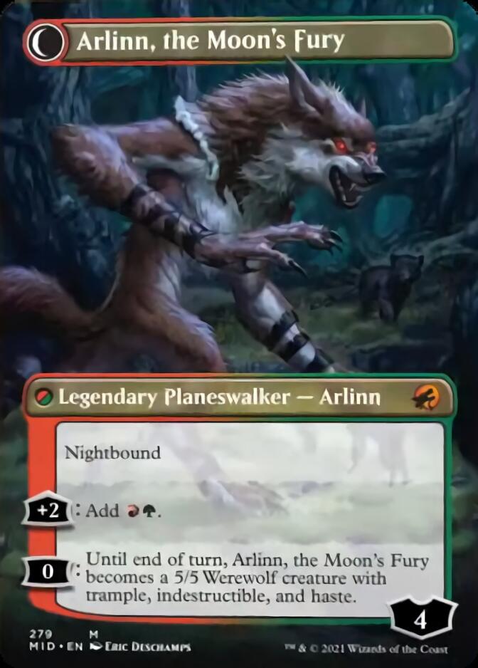 Arlinn, the Pack's Hope // Arlinn, the Moon's Fury (Borderless) [Innistrad: Midnight Hunt] | Game Master's Emporium (The New GME)