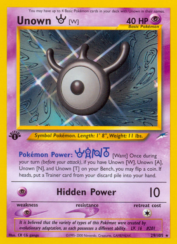 Unown [W] (29/105) [Neo Destiny 1st Edition] | Game Master's Emporium (The New GME)