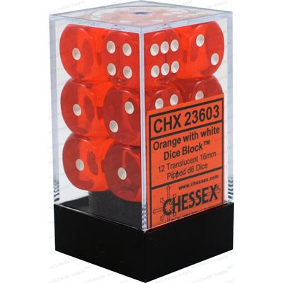 Chessex 12d6 Orange Translucent 16mm Dice | Game Master's Emporium (The New GME)