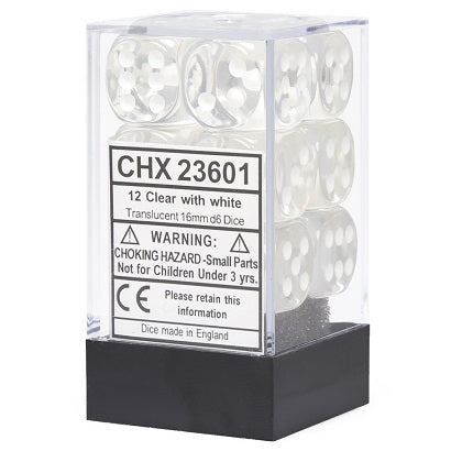 Chessex 12d6 Clear Translucent 16mm Dice | Game Master's Emporium (The New GME)