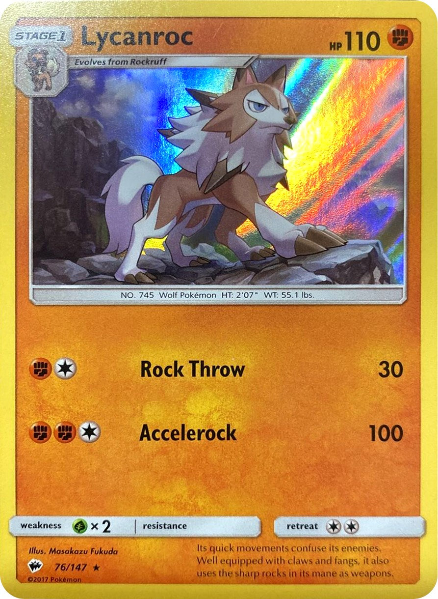 Lycanroc (76/147) (Water Web Holo) [Sun & Moon: Burning Shadows] | Game Master's Emporium (The New GME)