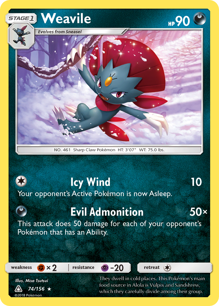 Weavile (74/156) [Sun & Moon: Ultra Prism] | Game Master's Emporium (The New GME)