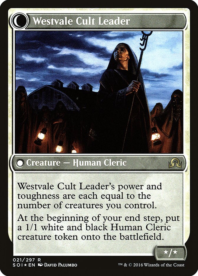 Hanweir Militia Captain // Westvale Cult Leader [Shadows over Innistrad Prerelease Promos] | Game Master's Emporium (The New GME)