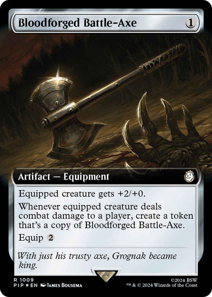 Bloodforged Battle-Axe (Extended Art) (Surge Foil) [Fallout] | Game Master's Emporium (The New GME)