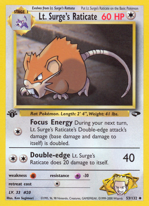 Lt. Surge's Raticate (53/132) [Gym Challenge 1st Edition] | Game Master's Emporium (The New GME)