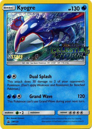 Kyogre (SM129) (Staff Prerelease Promo) [Sun & Moon: Black Star Promos] | Game Master's Emporium (The New GME)